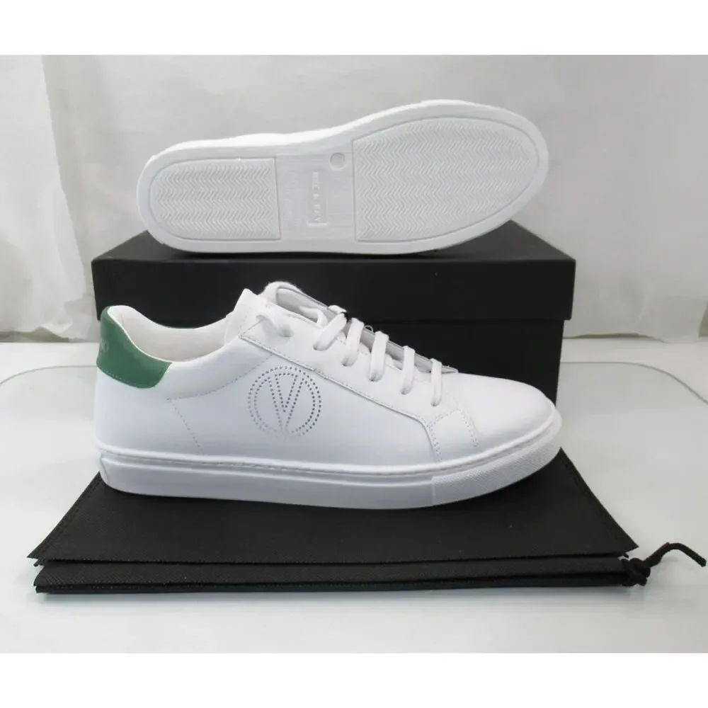 VALENTINO By Mario Valentino Petra Lace Up Logo Sneakers White / Green Size 8.5